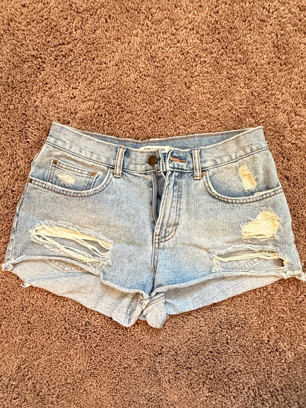 Billabong Light Blue Distressed Denim Cutoff Shorts